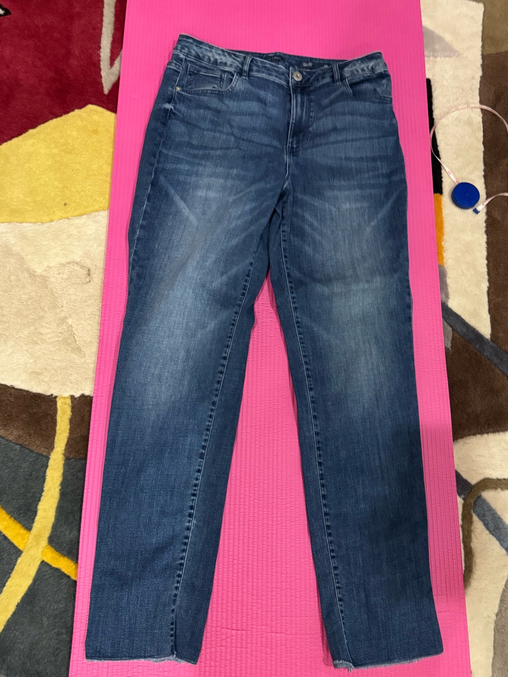 J Jill Denim High Rise Straight leg Dark Blue Stretch Jeans size 12